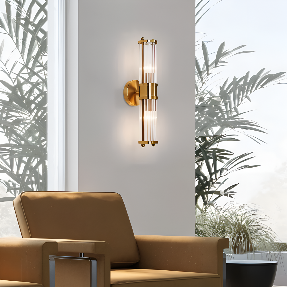 Lyxig Guldkristall Vägglampa - Modern Ribbade Vägglampa - E14 Vägglampor LED