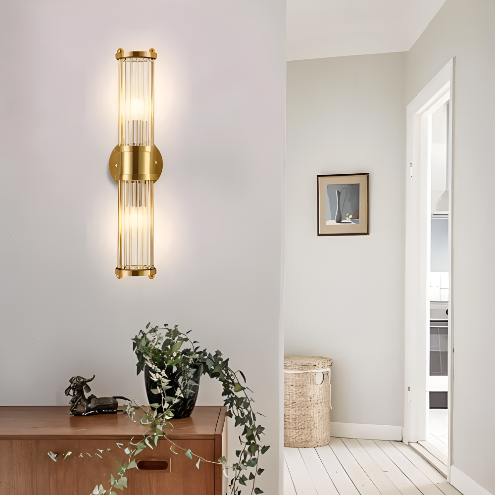 Lyxig Guldkristall Vägglampa - Modern Ribbade Vägglampa - E14 Vägglampor LED