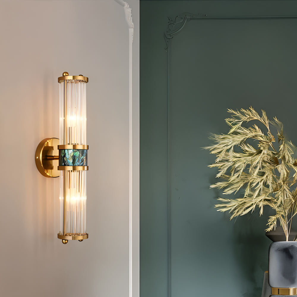 Lyxig Guldkristall Vägglampa - Modern Ribbade Vägglampa - E14 Vägglampor LED