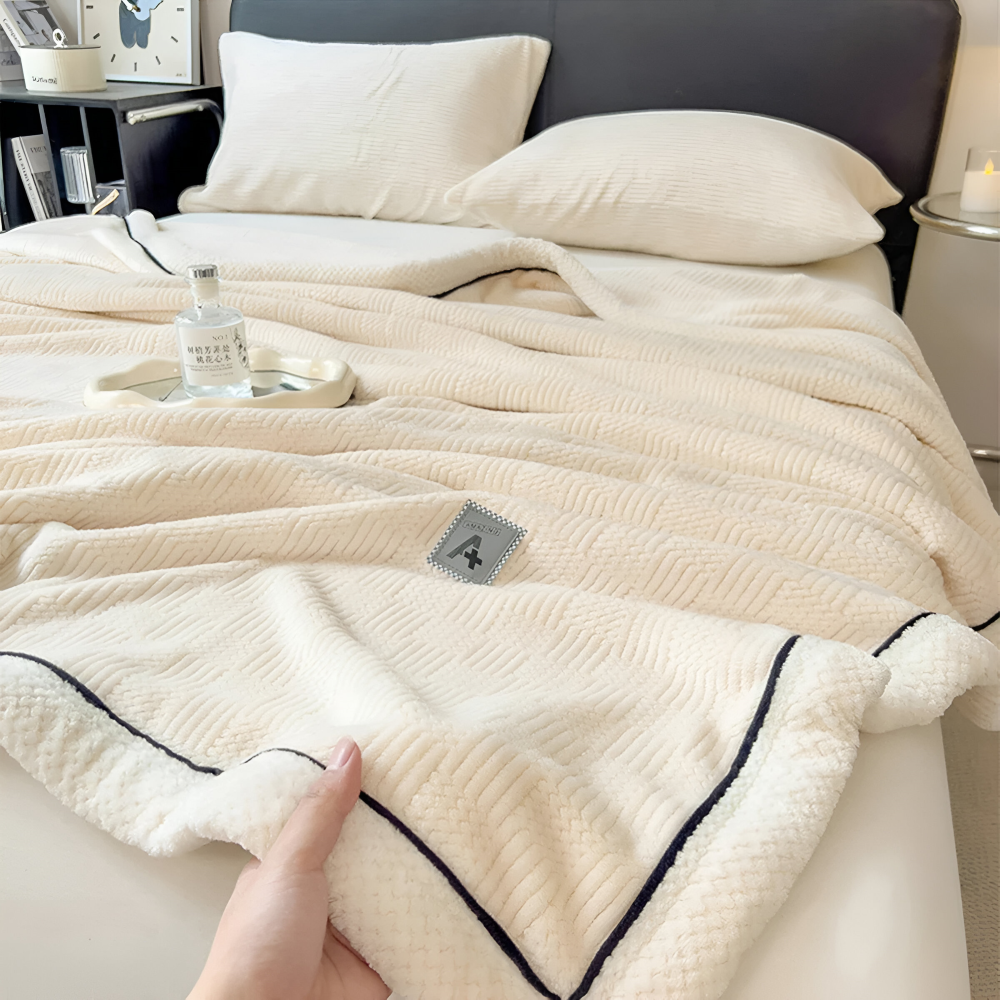 Lyxig Sammet Polyester Filt - Stilig Mönstrad Filt