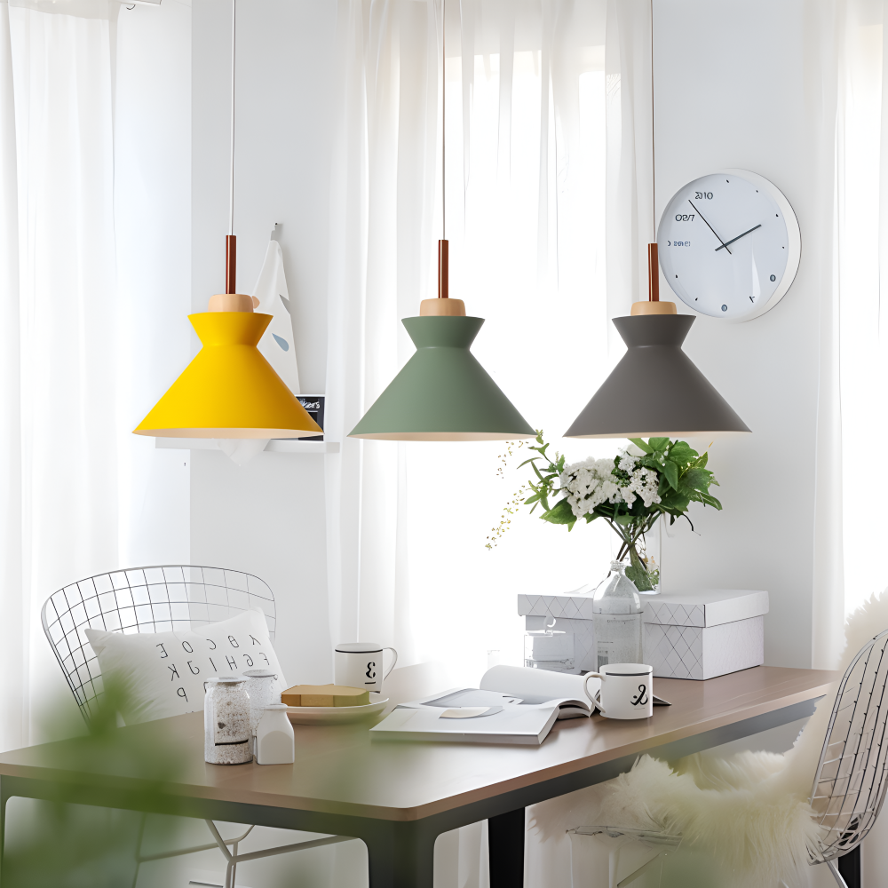 Macaron Hue Pendellampa - Färgglad Flanell & Kuppeldesign Hänglampa i Macaron-färger
