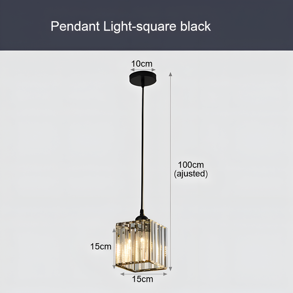 MagesticSpark Pendellampa - Svart Guld Pendellampa Fyrkantig - Kristall Hängande Dekorationer Lampa