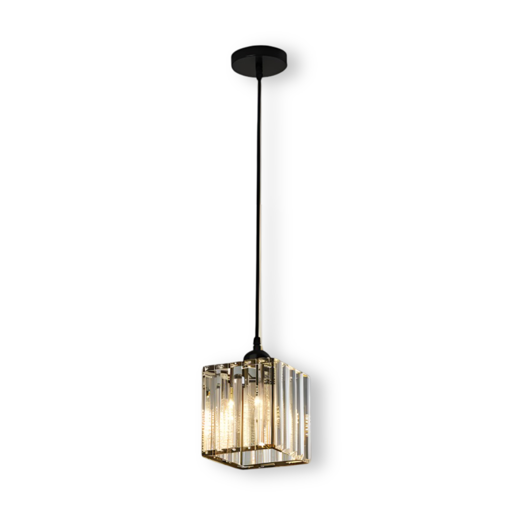 MagesticSpark Pendellampa - Svart Guld Pendellampa Fyrkantig - Kristall Hängande Dekorationer Lampa
