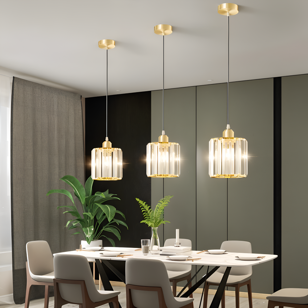 MagesticSpark Pendellampa - Svart Guld Pendellampa Fyrkantig - Kristall Hängande Dekorationer Lampa