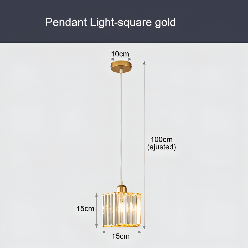 MagesticSpark Pendellampa - Svart Guld Pendellampa Fyrkantig - Kristall Hängande Dekorationer Lampa