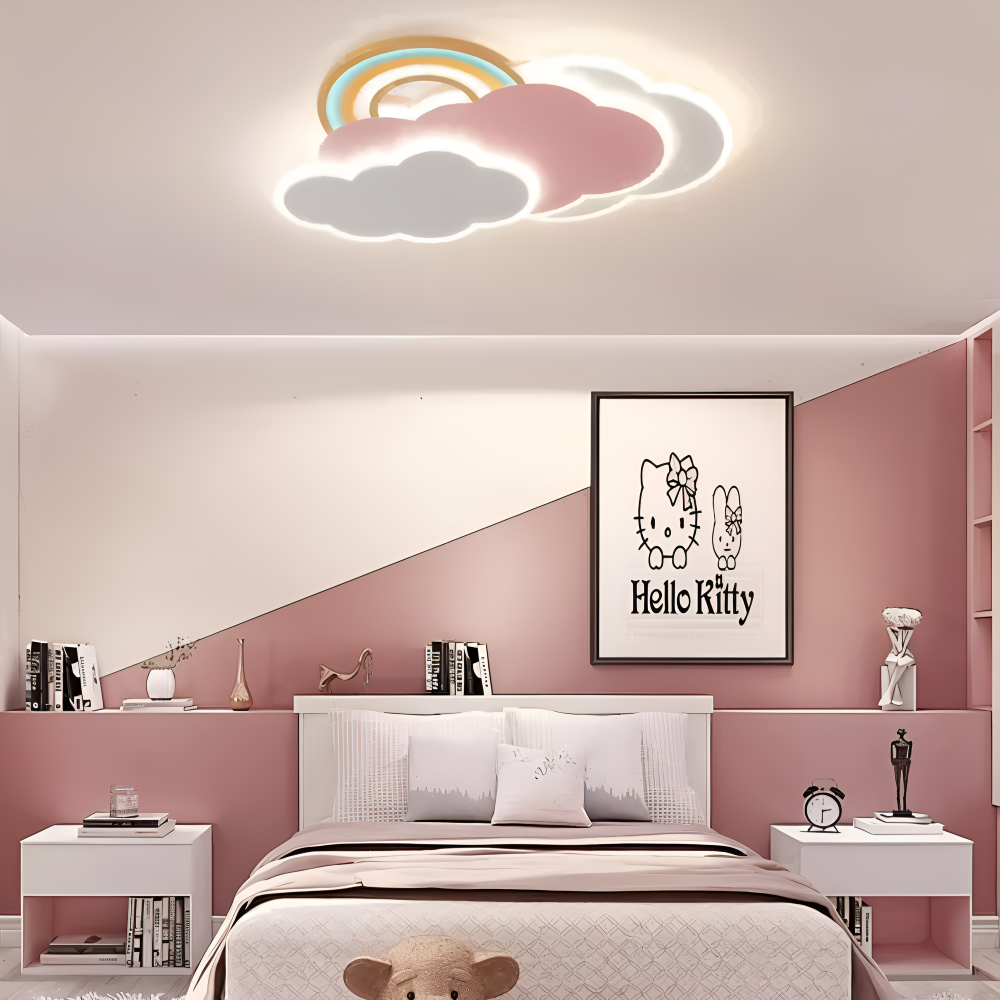 MagicPink Taklampa - Färgglad Moln och Regnbåge LED Taklampa för Barnrum
