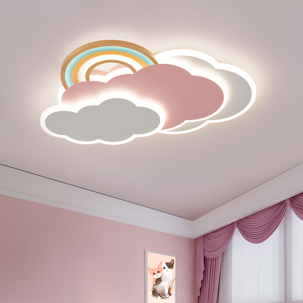 MagicPink Taklampa - Färgglad Moln och Regnbåge LED Taklampa för Barnrum