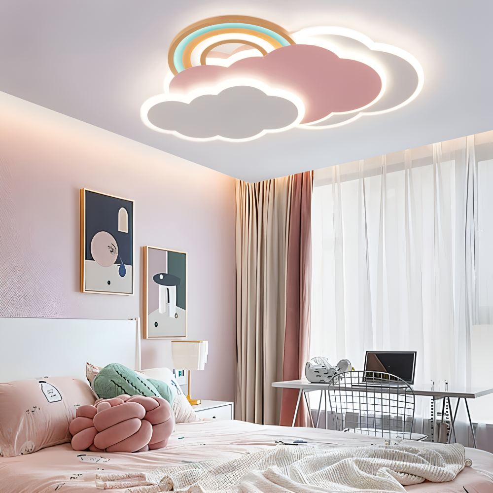 MagicPink Taklampa - Färgglad Moln och Regnbåge LED Taklampa för Barnrum
