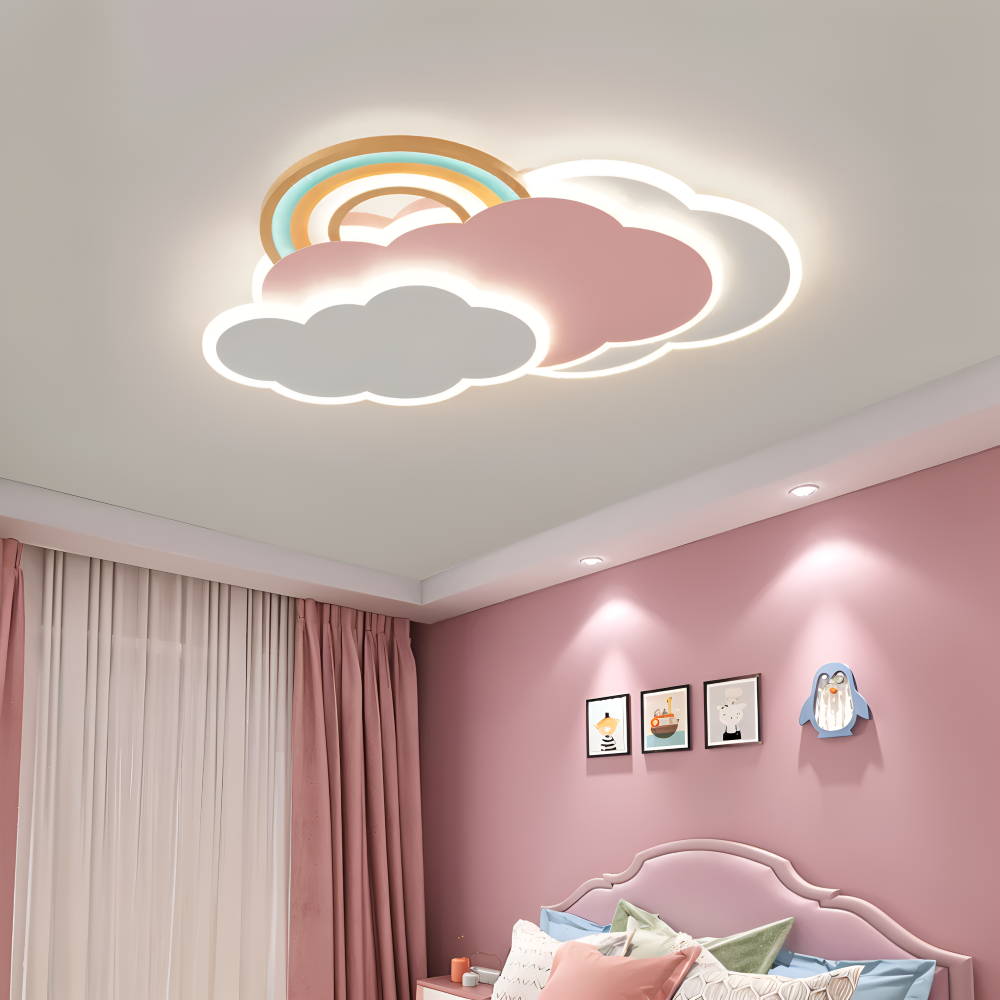 MagicPink Taklampa - Färgglad Moln och Regnbåge LED Taklampa för Barnrum