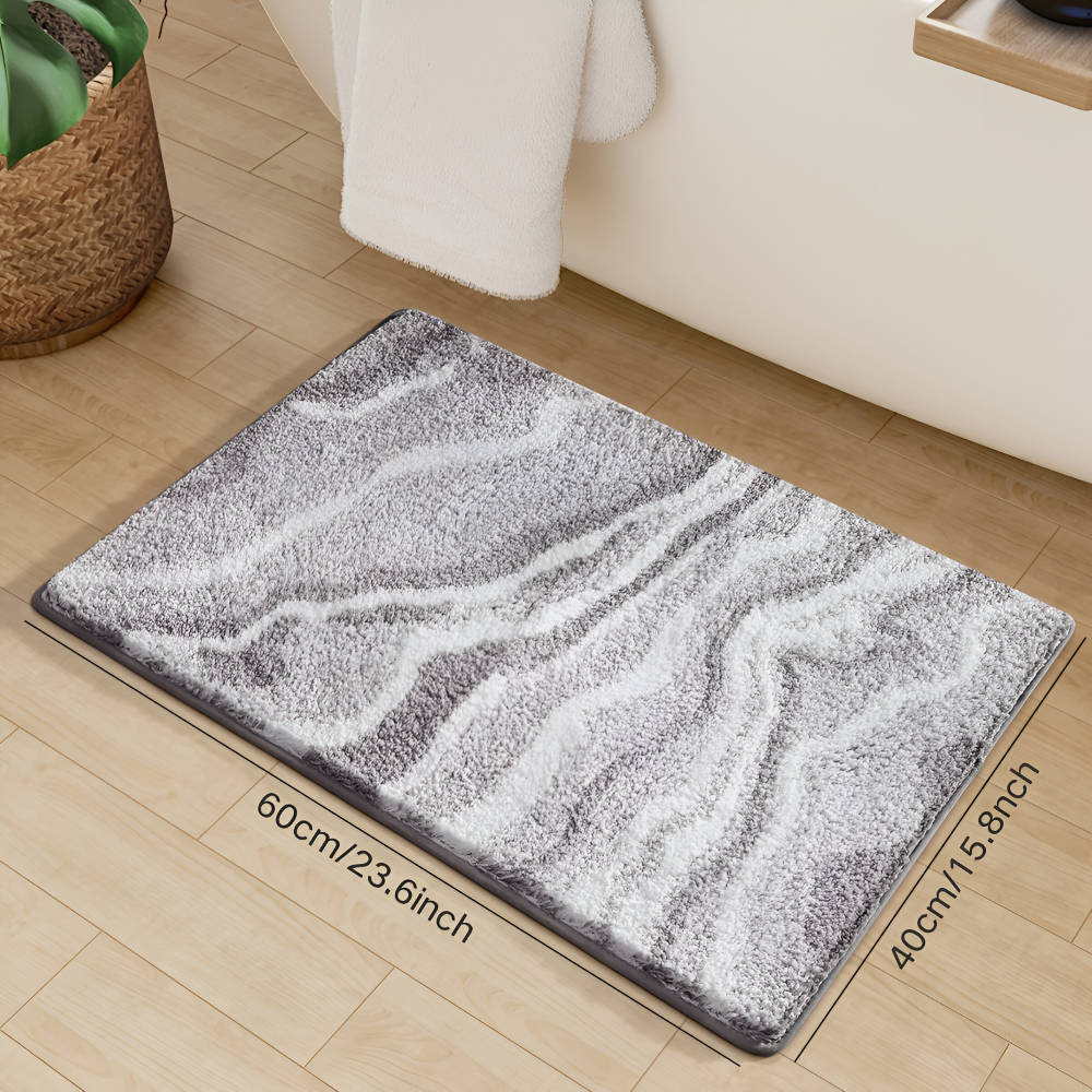 Marmor Design Plüsch Rutschfeste Badematte - Absorbent Polyester Rektangulär Badrug