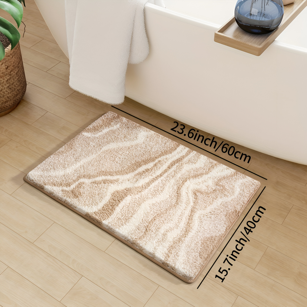 Marmor Design Plüsch Rutschfeste Badematte - Absorbent Polyester Rektangulär Badrug
