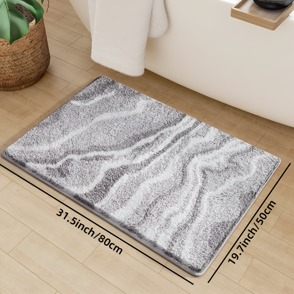 Marmor Design Plüsch Rutschfeste Badematte - Absorbent Polyester Rektangulär Badrug
