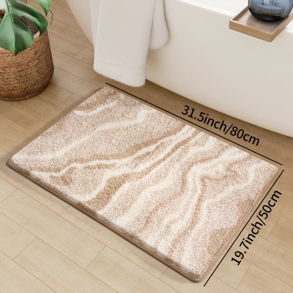 Marmor Design Plüsch Rutschfeste Badematte - Absorbent Polyester Rektangulär Badrug