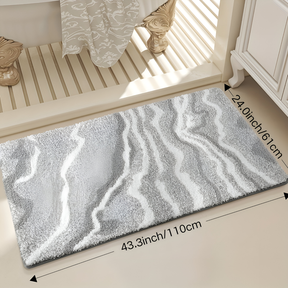 Marmor Design Plüsch Rutschfeste Badematte - Absorbent Polyester Rektangulär Badrug