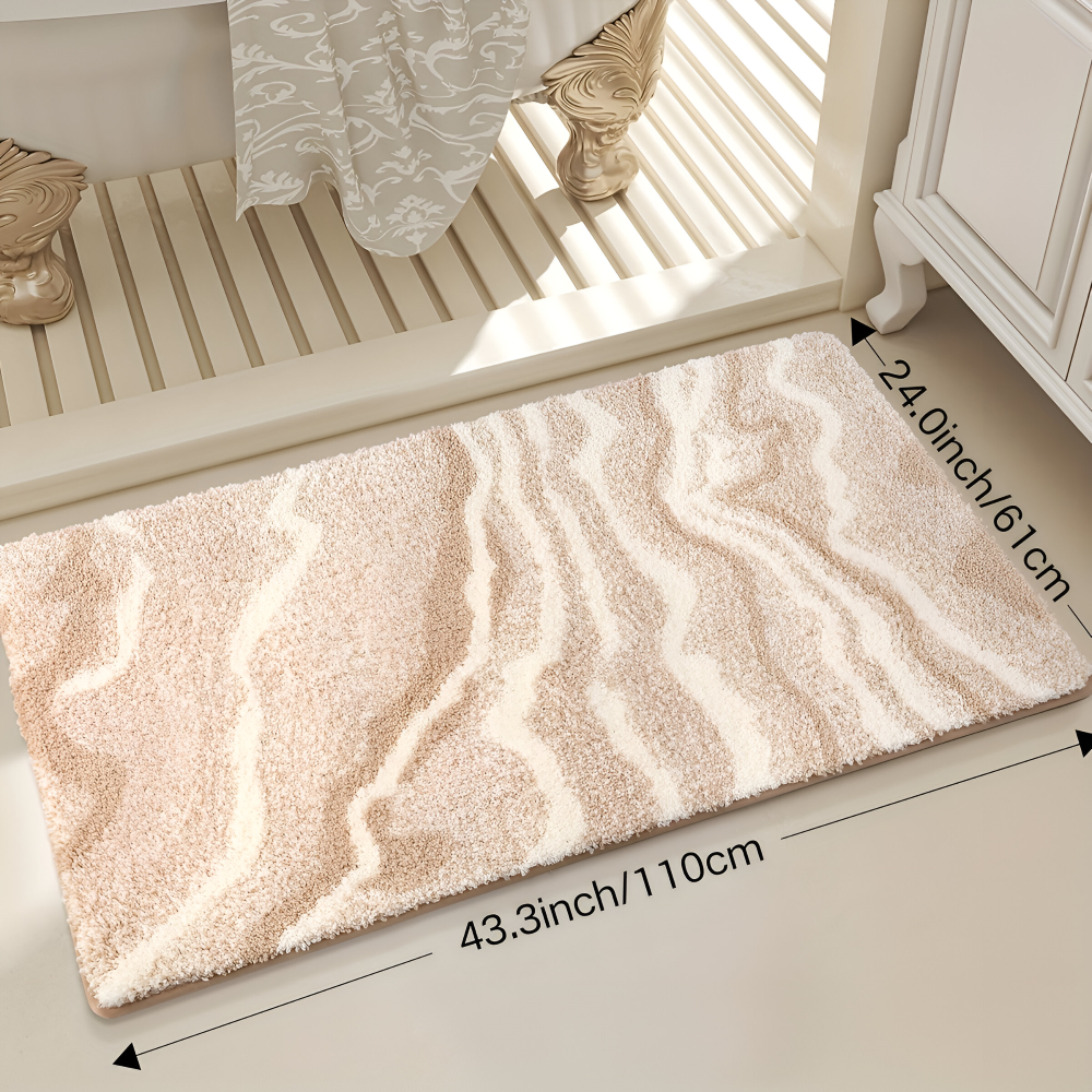 Marmor Design Plüsch Rutschfeste Badematte - Absorbent Polyester Rektangulär Badrug