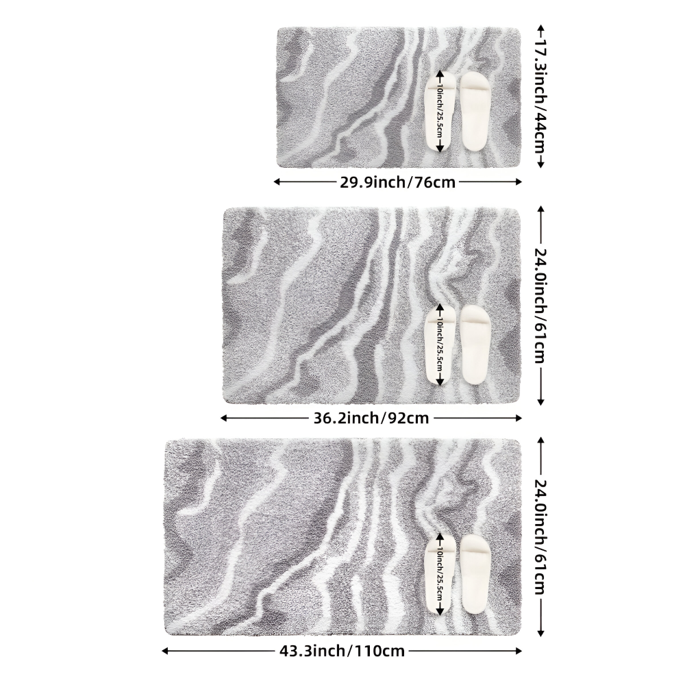 Marmor Design Plüsch Rutschfeste Badematte - Absorbent Polyester Rektangulär Badrug