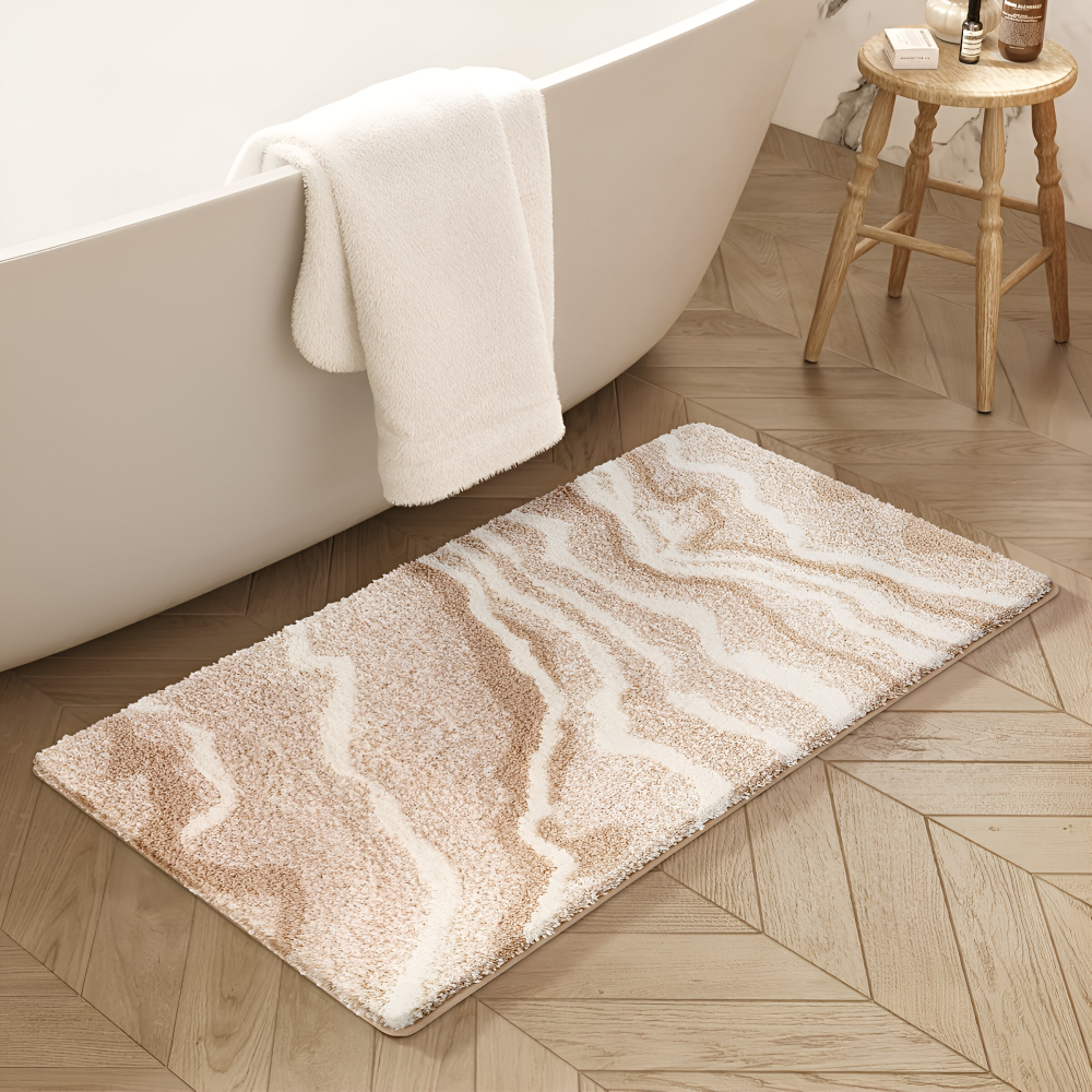 Marmor Design Plüsch Rutschfeste Badematte - Absorbent Polyester Rektangulär Badrug