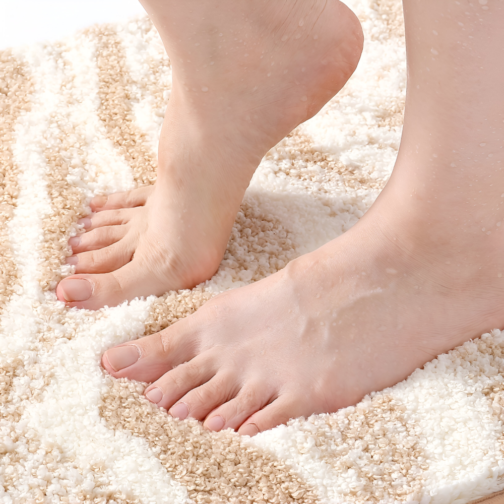 Marmor Design Plüsch Rutschfeste Badematte - Absorbent Polyester Rektangulär Badrug