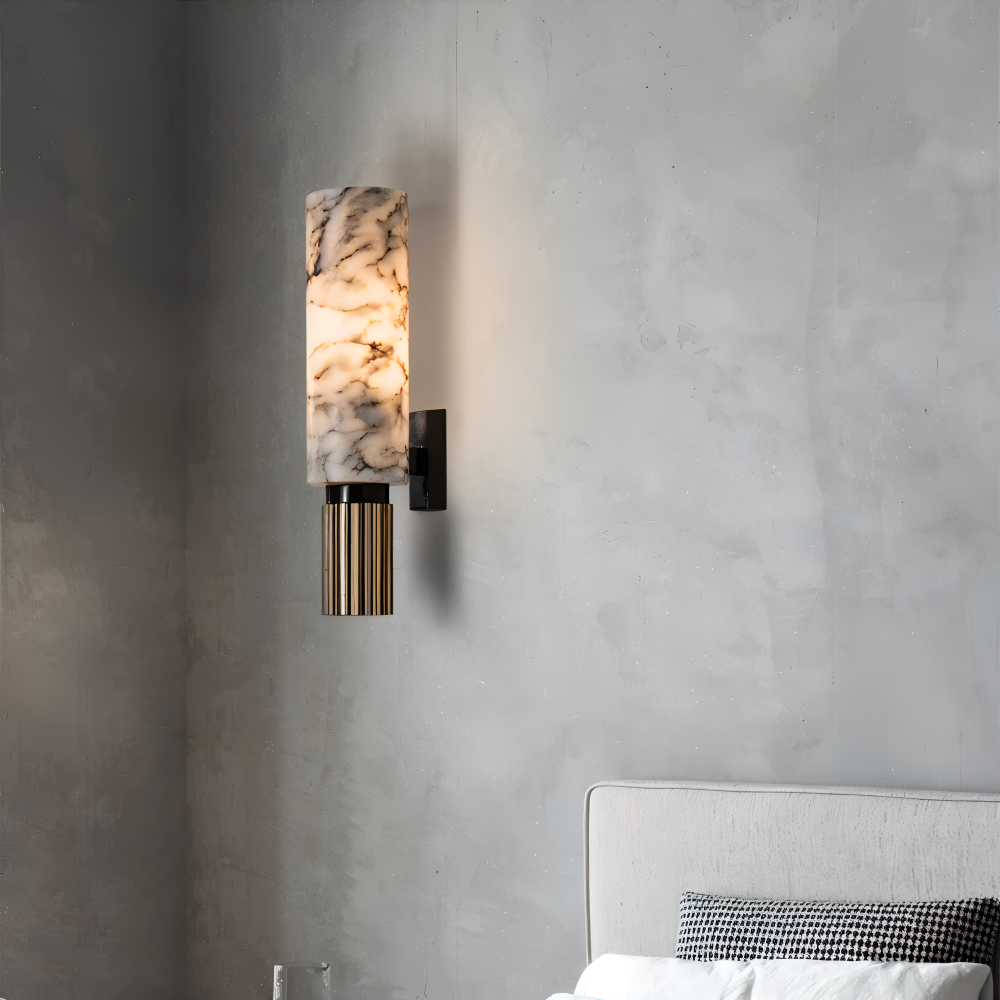 Marmor Vägglampa - Cylindrisk Vägglampa - Naturmarmor Vägglampor LED