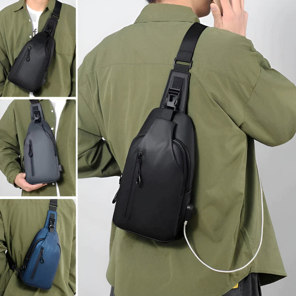 MetroFlex Crossbody Bag - Justerbar Cross Body Bag för Män - Moderiktig Crossbody Bag Svart