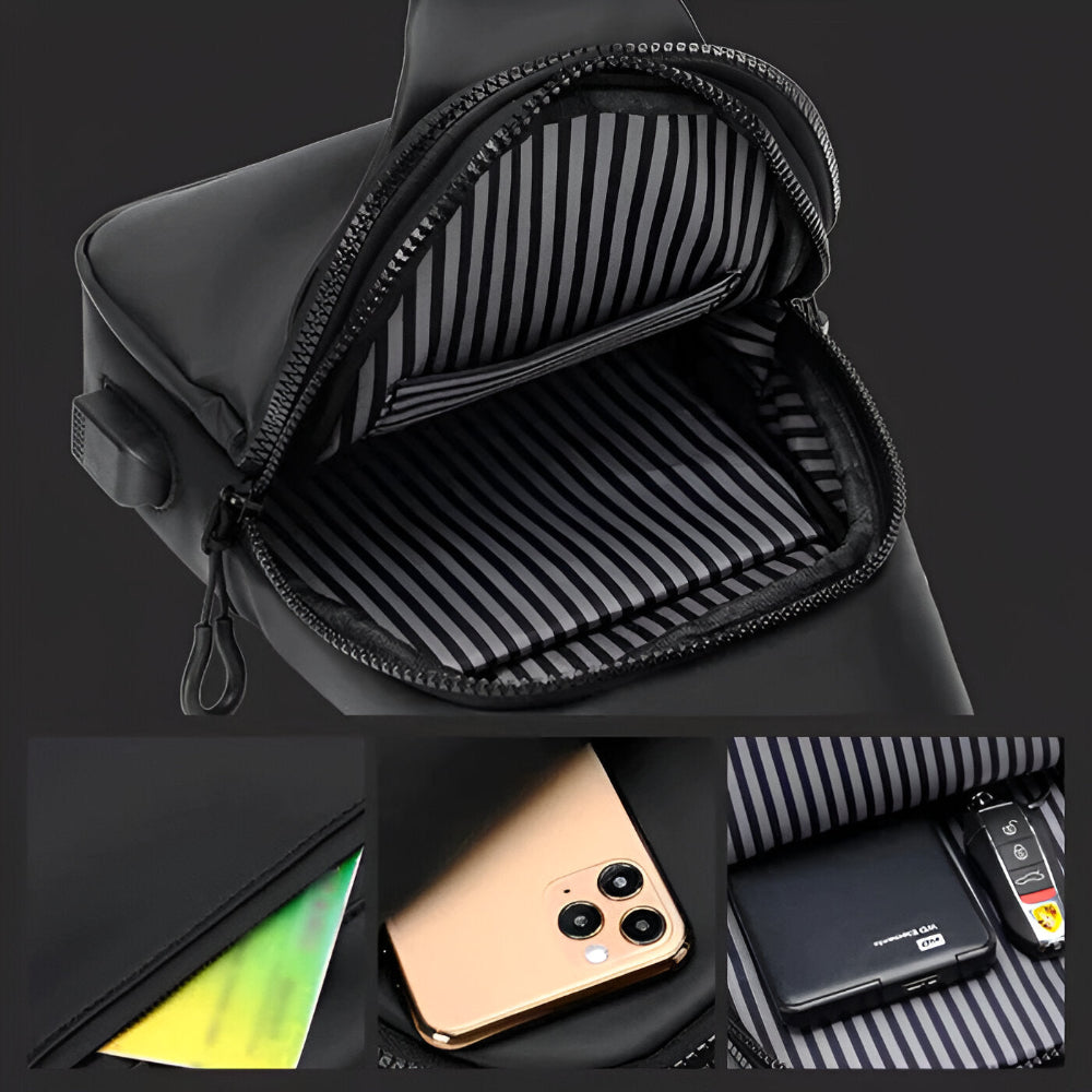 MetroFlex Crossbody Bag - Justerbar Cross Body Bag för Män - Moderiktig Crossbody Bag Svart