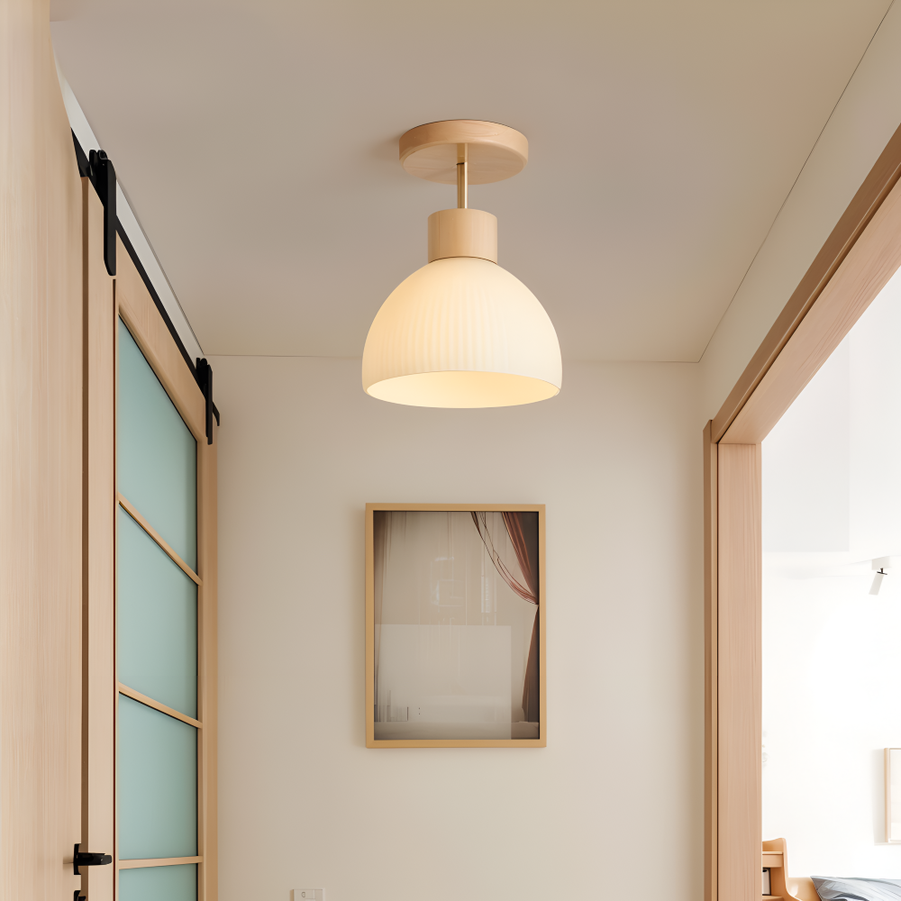 MidFlash - Nordic Aisle Taklampa - Ribbad LED Taklampa i Glas