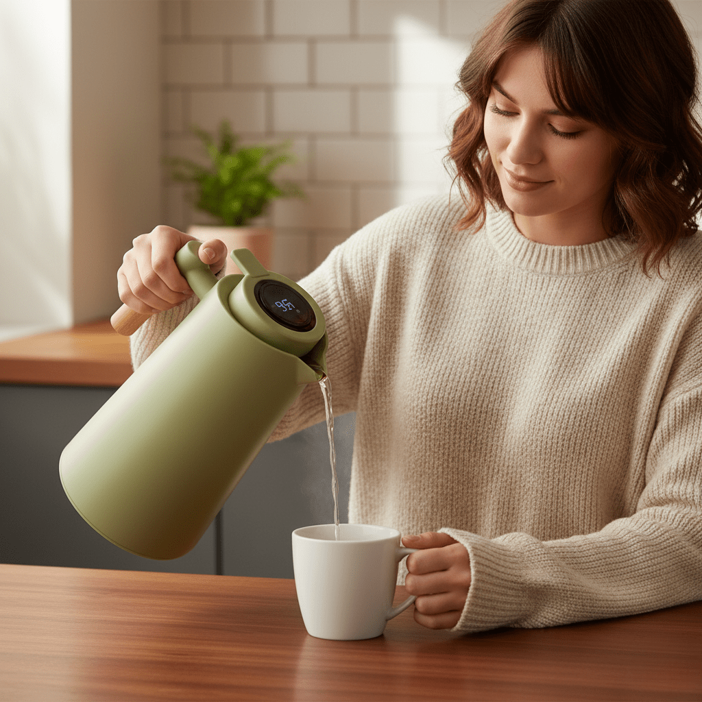 Minimalistisk Termosflaska 1L - Läcksäker Elegant Design För Varma Och Kalla Drycker 3
