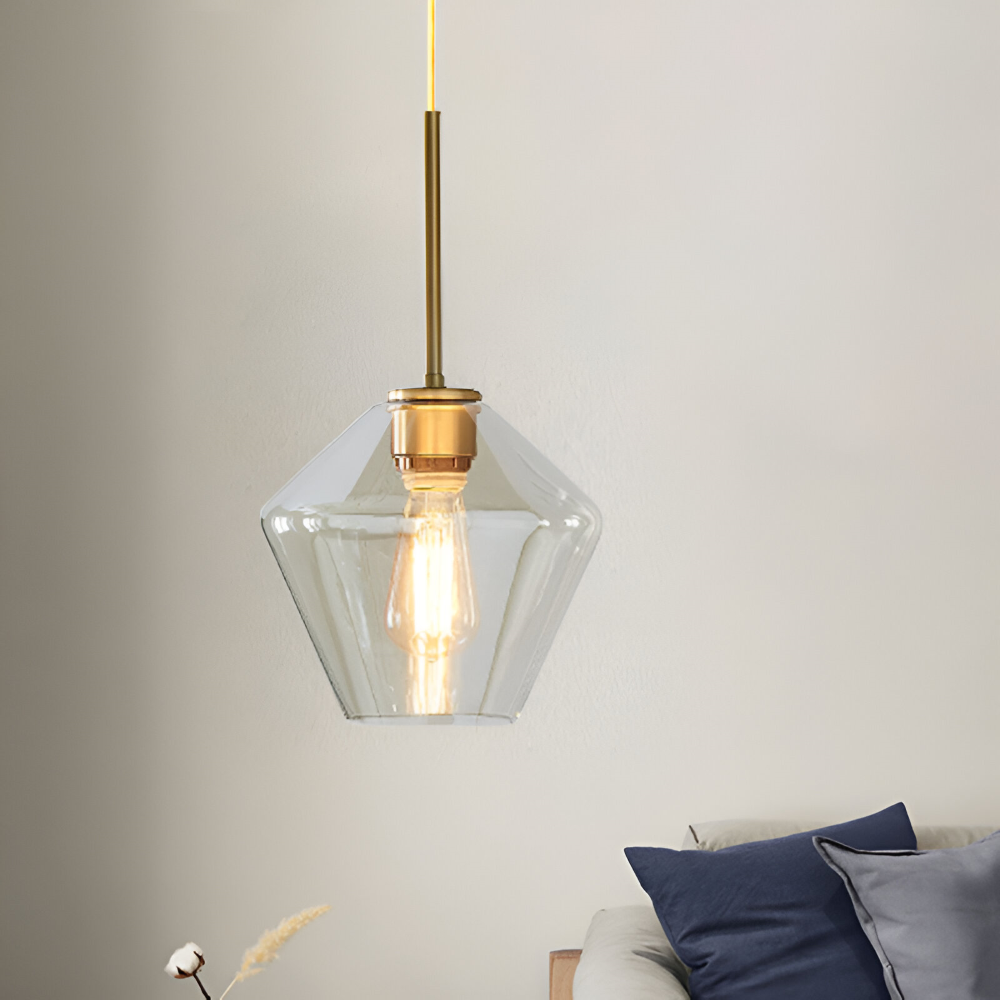 Modern Mässing Pendellampa med Glas Skärm - Taklampa för Stilfull Belysning i Bostadsutrymmen