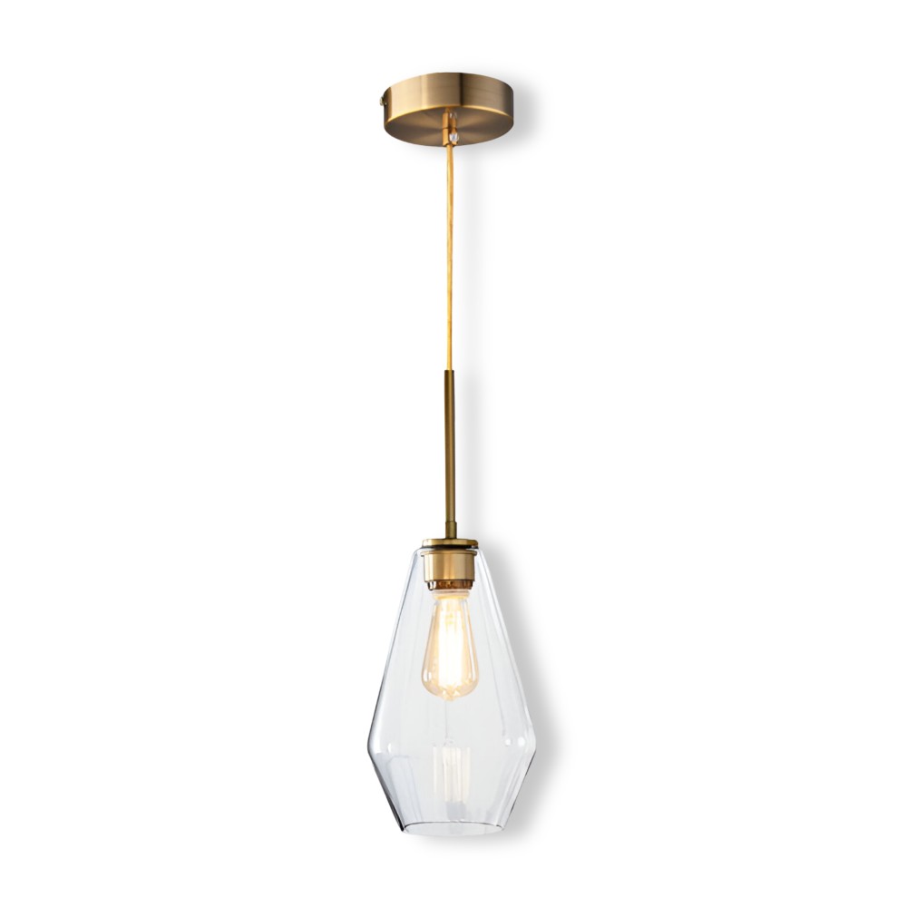Modern Mässing Pendellampa med Glas Skärm - Taklampa för Stilfull Belysning i Bostadsutrymmen