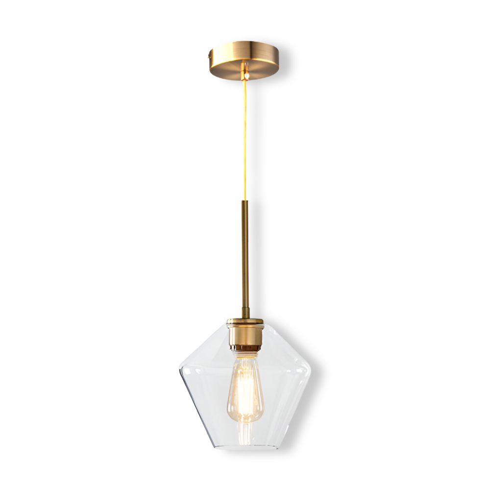 Modern Mässing Pendellampa med Glas Skärm - Taklampa för Stilfull Belysning i Bostadsutrymmen