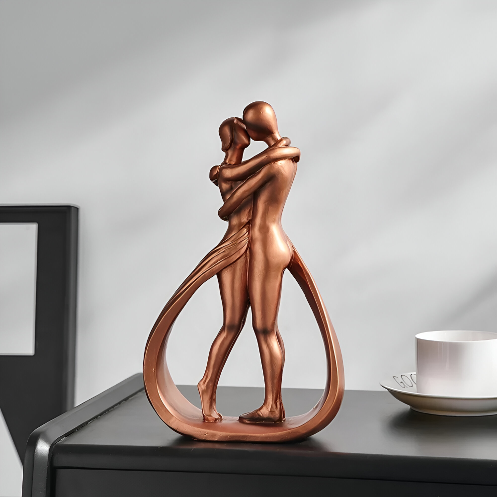 Modern Harz Pärchenfigur - Kramande och Kyssande Kärleks Dekorationsfigurer