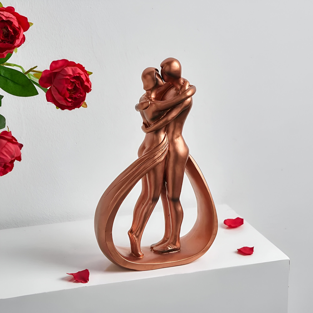 Modern Harz Pärchenfigur - Kramande och Kyssande Kärleks Dekorationsfigurer