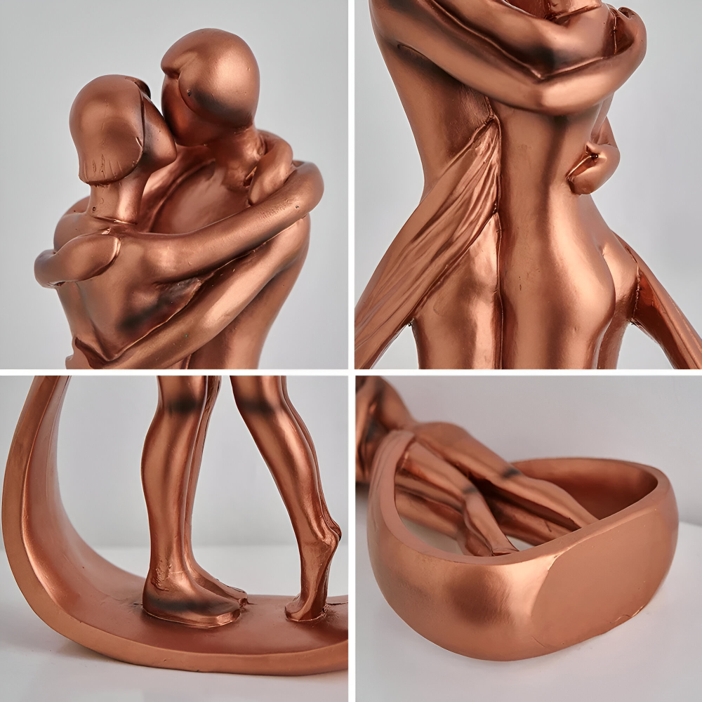 Modern Harz Pärchenfigur - Kramande och Kyssande Kärleks Dekorationsfigurer