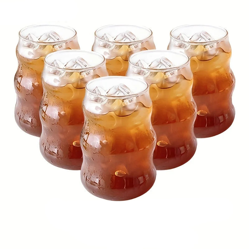 Moderna transparenta glasmuggar - set med 6 värmebeständiga muggar för te, juice och kaffe 6
