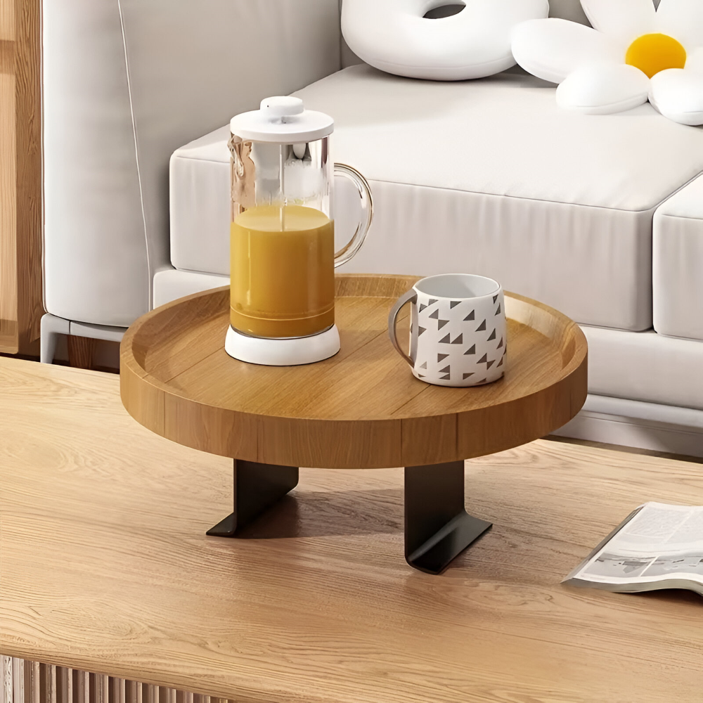 Modernt soffbord med klämfäste - naturlig bambudesign i brunt för snacks och drycker 2