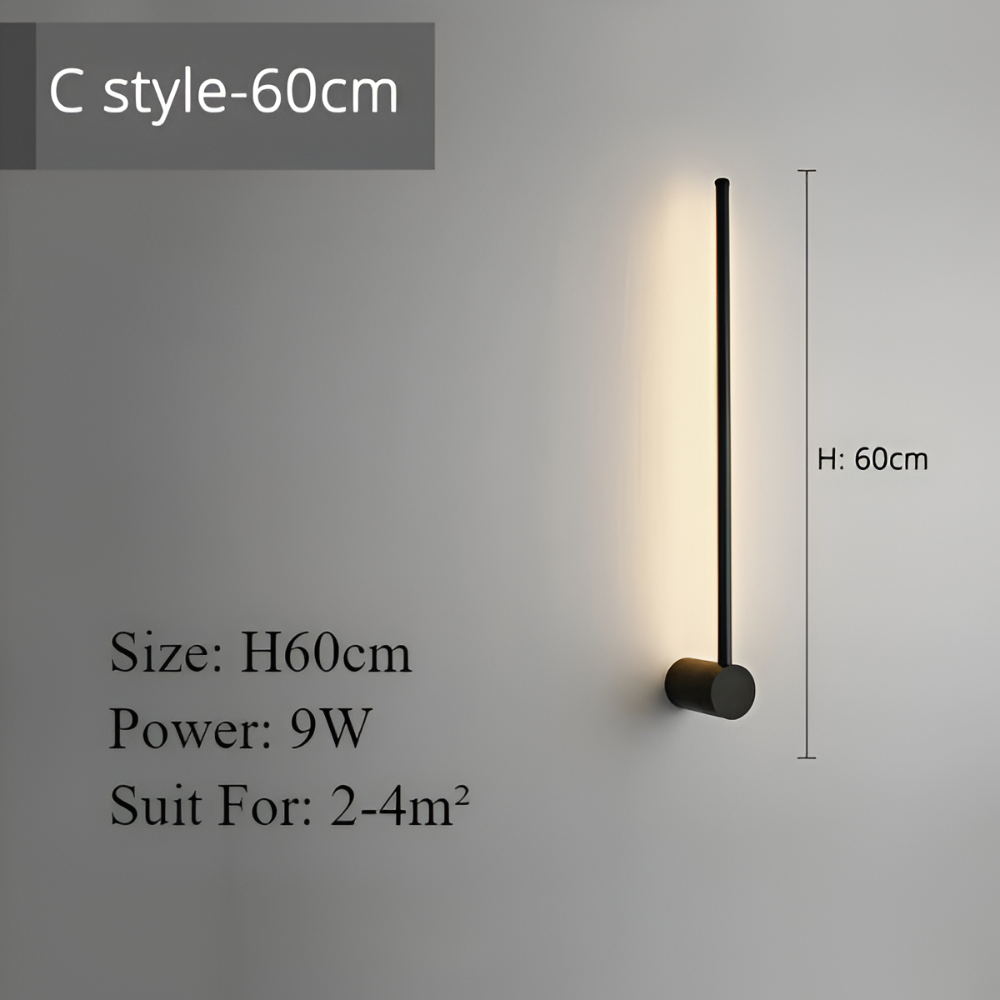 ModiStrip Vägglampa - Minimalistisk Svart Linje Vägglampa Inomhus - LED Belysning