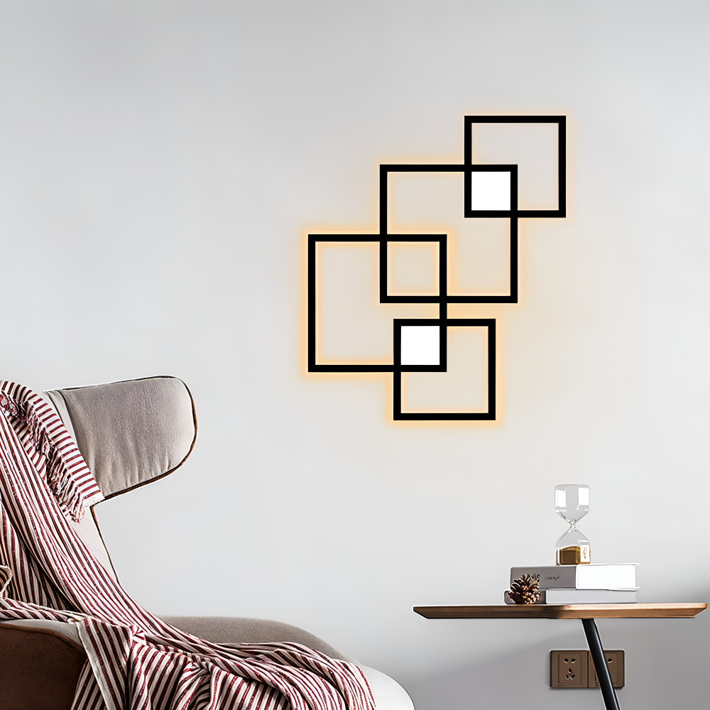 MonoQuad Vägglampa - Metallic Svart Vit Fyrkantig LED Väggbelysning