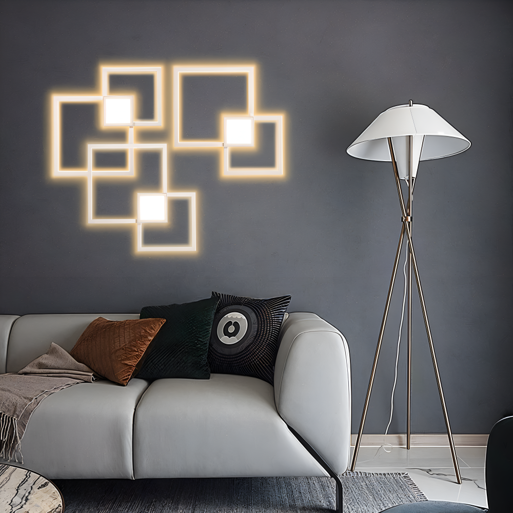 MonoQuad Vägglampa - Metallic Svart Vit Fyrkantig LED Väggbelysning