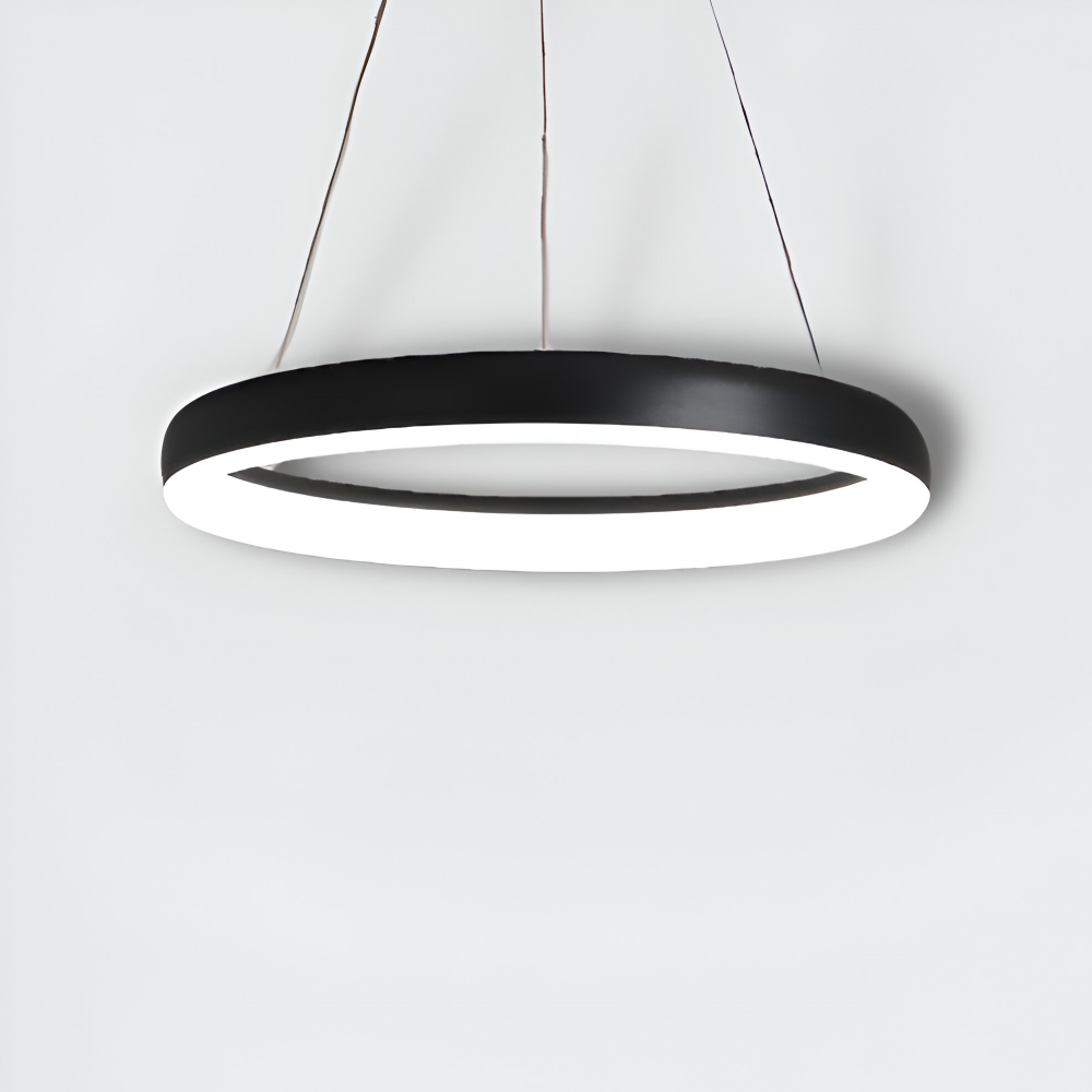 MonoRing Pendellampa - Minimalistisk Svart & Vit Rund Hänglampa