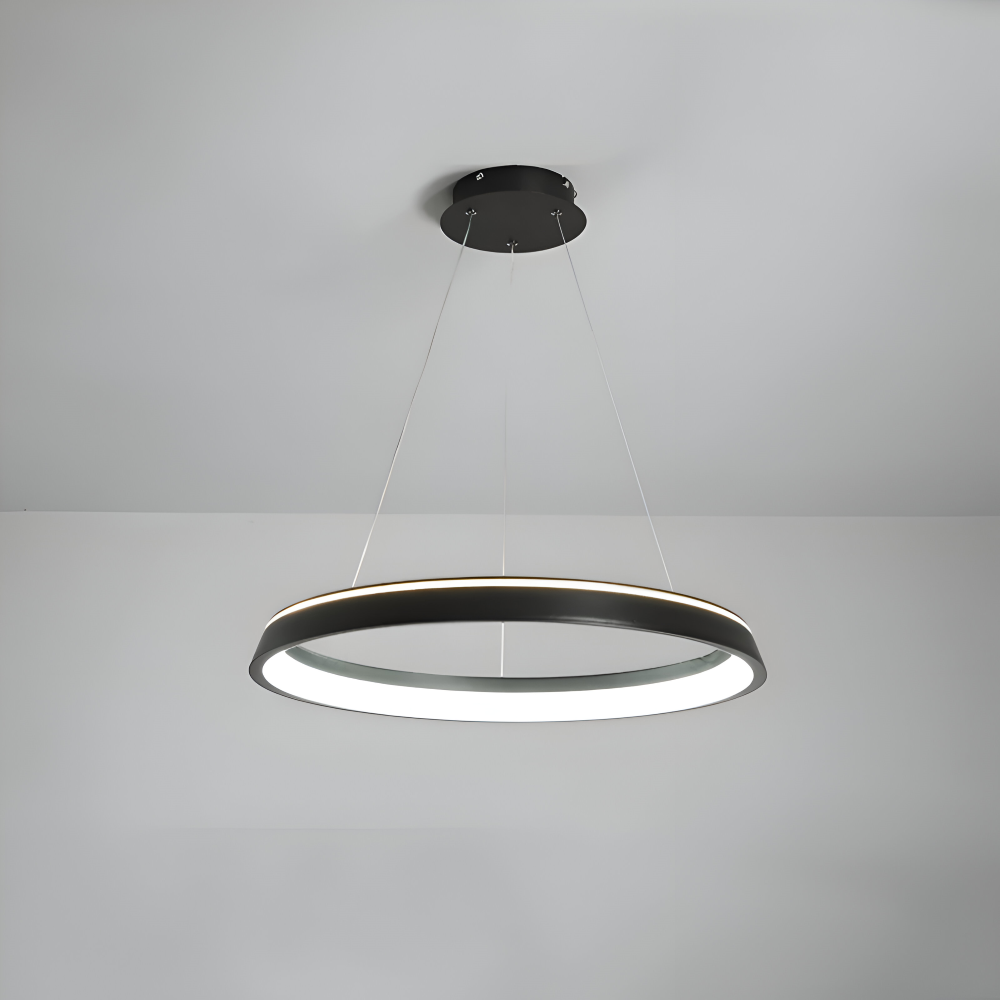 MonoRing Pendellampa - Minimalistisk Svart & Vit Rund Hänglampa