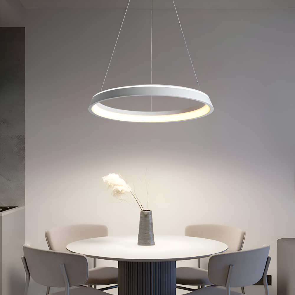 MonoRing Pendellampa - Minimalistisk Svart & Vit Rund Hänglampa