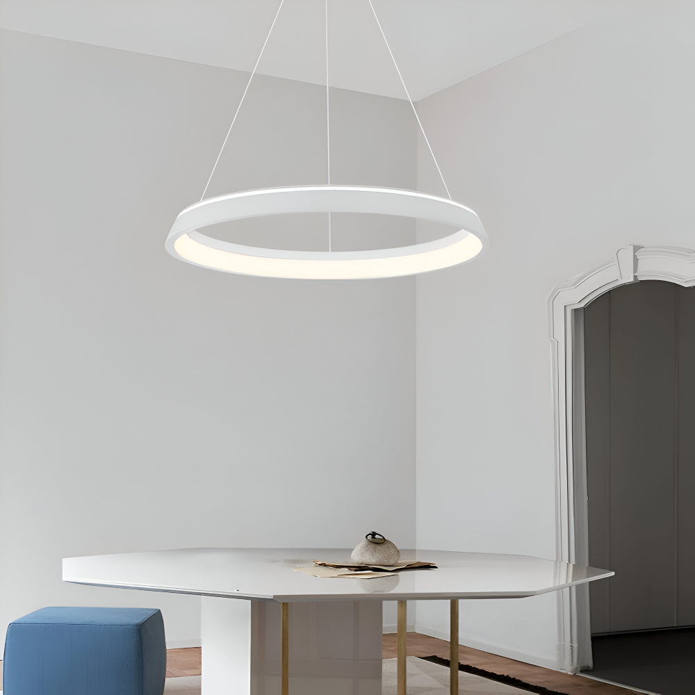 MonoRing Pendellampa - Minimalistisk Svart & Vit Rund Hänglampa
