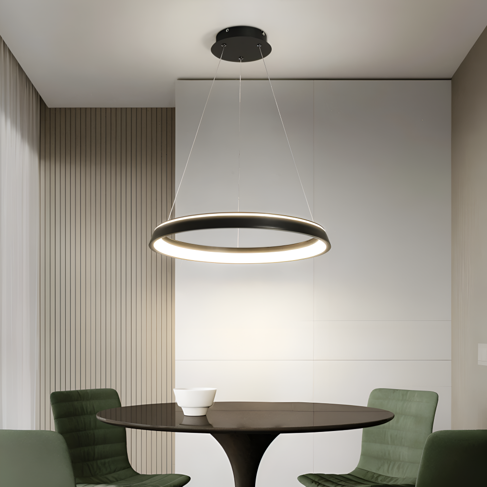 MonoRing Pendellampa - Minimalistisk Svart & Vit Rund Hänglampa