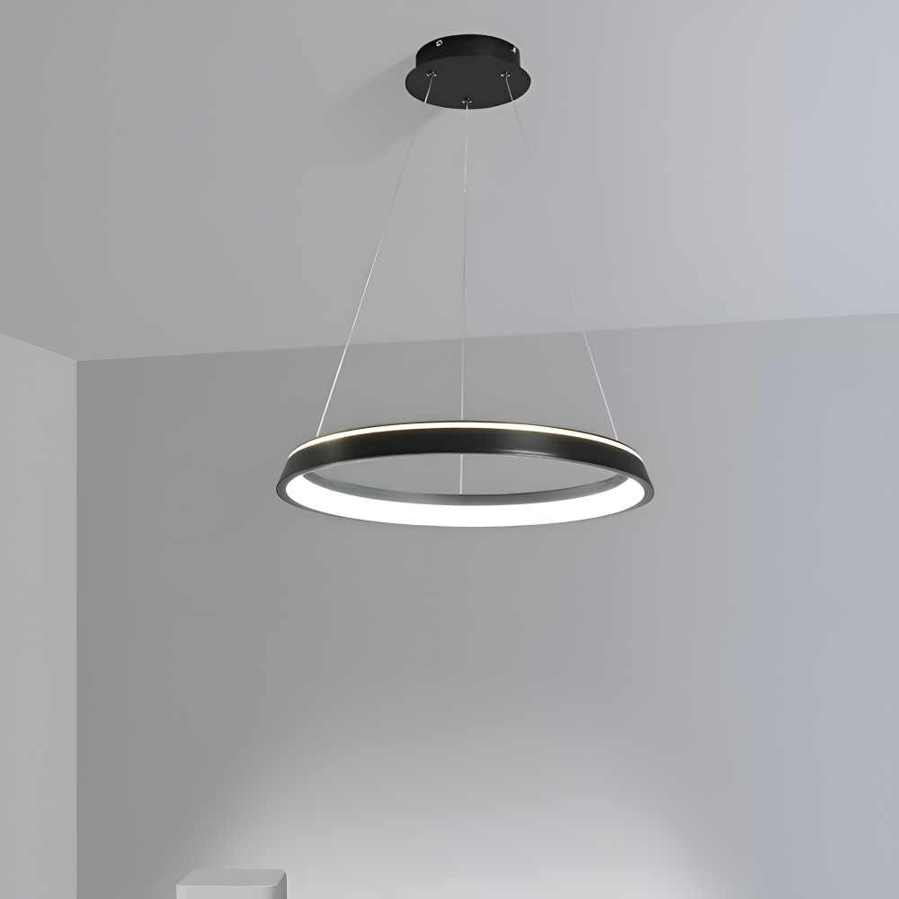 MonoRing Pendellampa - Minimalistisk Svart & Vit Rund Hänglampa