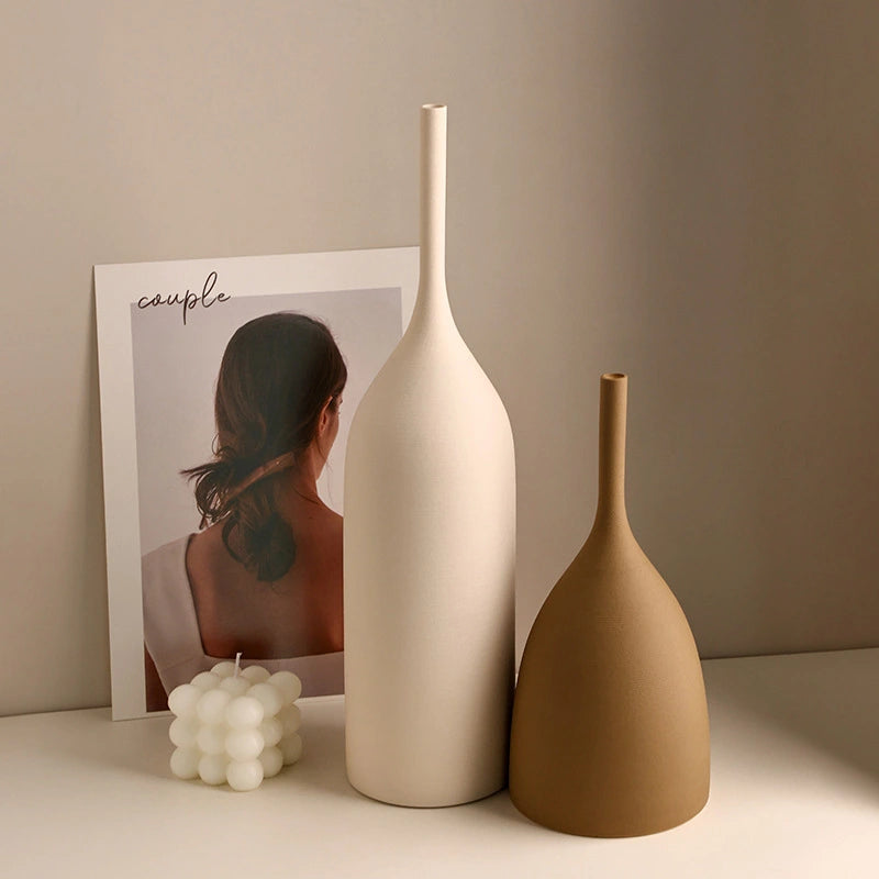 Morandi Stil Handborstad Keramikvas - Elegant Vit Porslinsblommavas För Snygg Dekoration 2