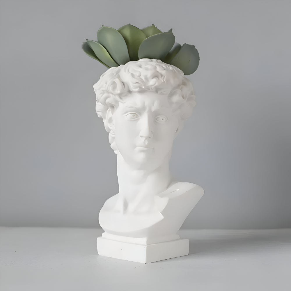 Mythisk Blomkruka - Grekiskt Huvud Kruka - Ansikte Blomkruka - Grekisk Huvud Staty