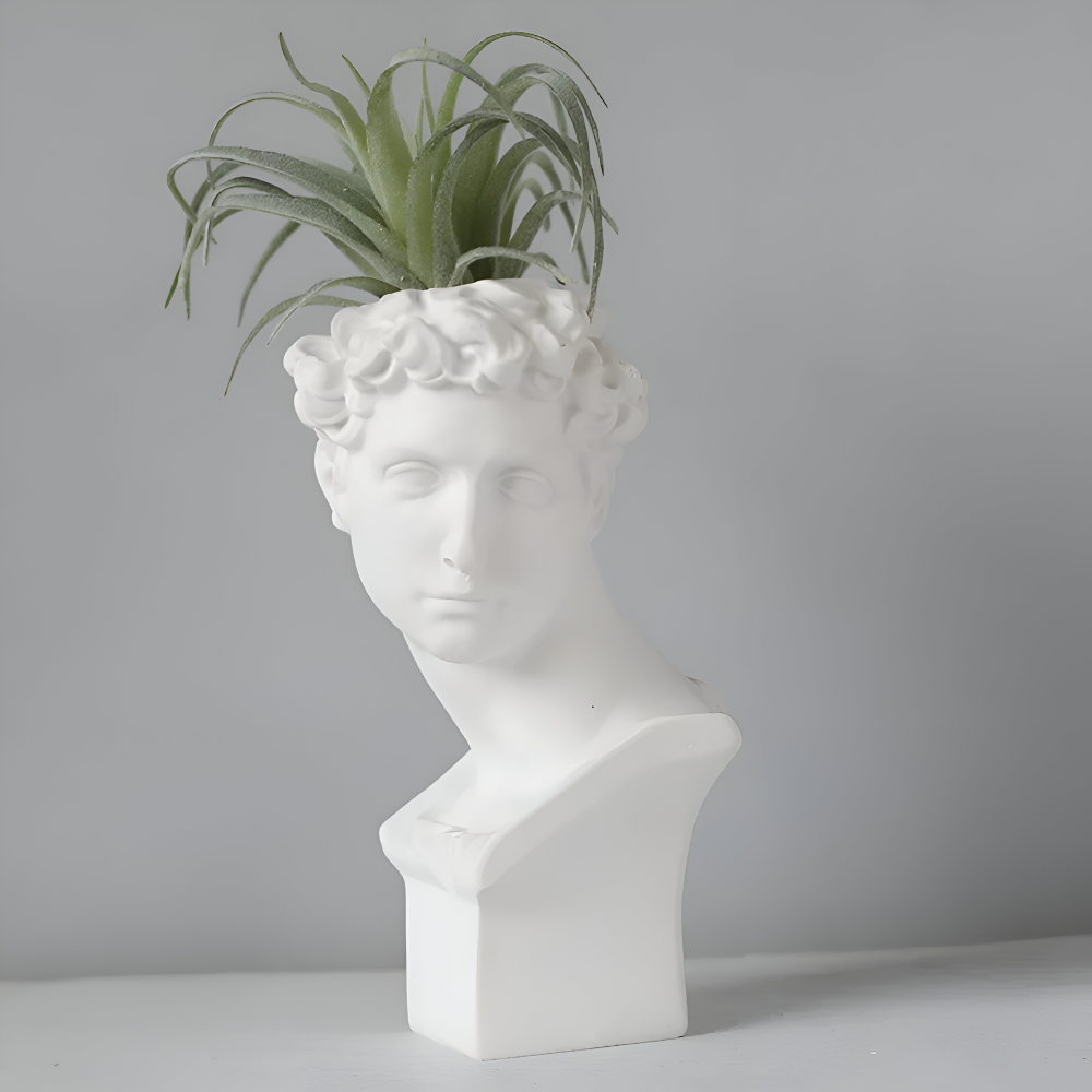 Mythisk Blomkruka - Grekiskt Huvud Kruka - Ansikte Blomkruka - Grekisk Huvud Staty