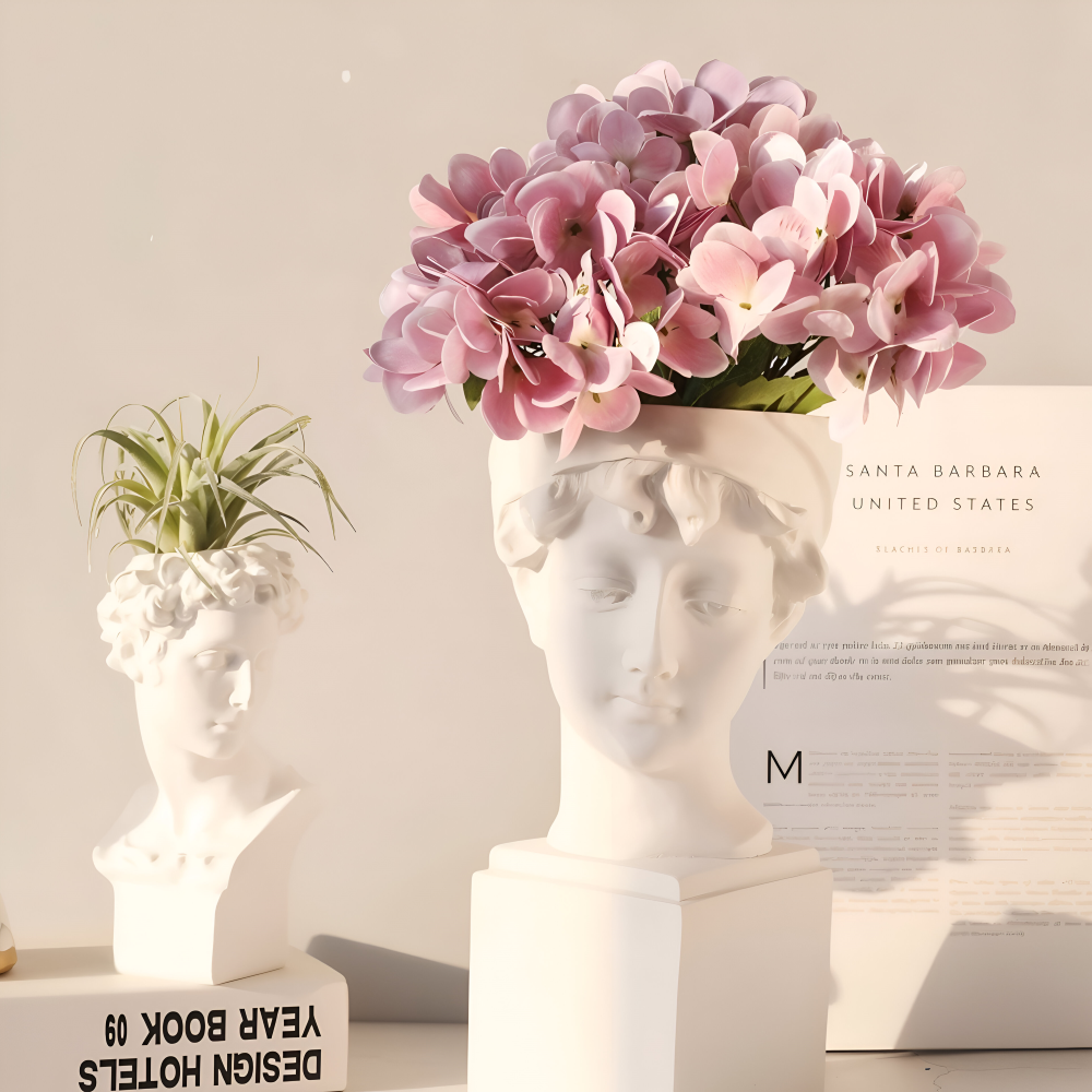 Mythisk Blomkruka - Grekiskt Huvud Kruka - Ansikte Blomkruka - Grekisk Huvud Staty