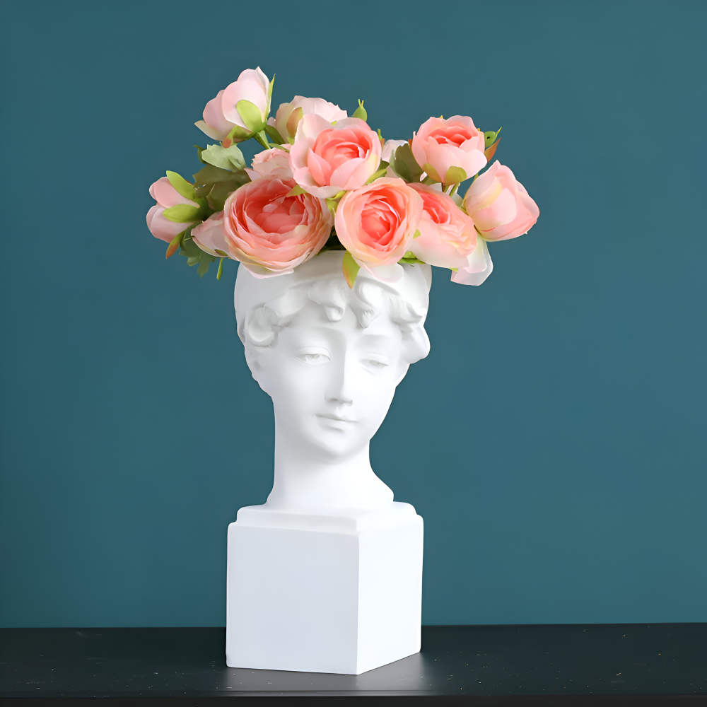 Mythisk Blomkruka - Grekiskt Huvud Kruka - Ansikte Blomkruka - Grekisk Huvud Staty