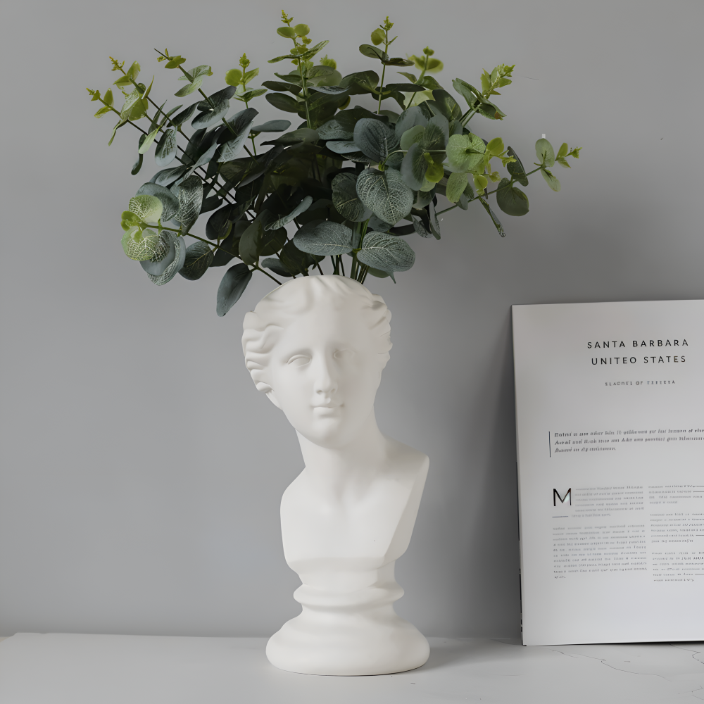Mythisk Blomkruka - Grekiskt Huvud Kruka - Ansikte Blomkruka - Grekisk Huvud Staty